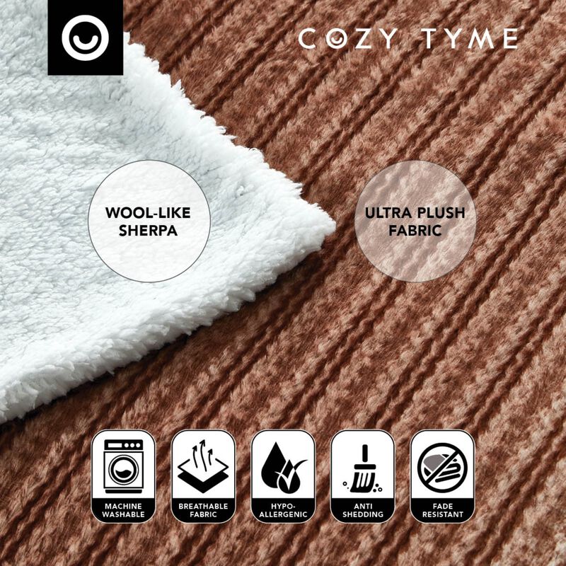 Cozy Tyme Laine Flannel Reversible Jacquard Throw 60"x70"