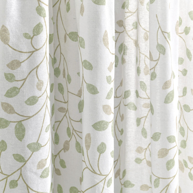 Linen Button Botanical Garden Window Curtain Panels