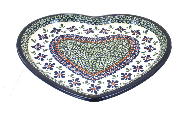 Blue Rose Polish Pottery Vintage Violet Heart Plate