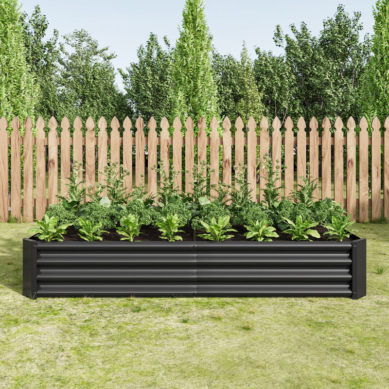 Hivvago Rectangular Metal Raised Garden Bed Herbs and Vegetable Planter