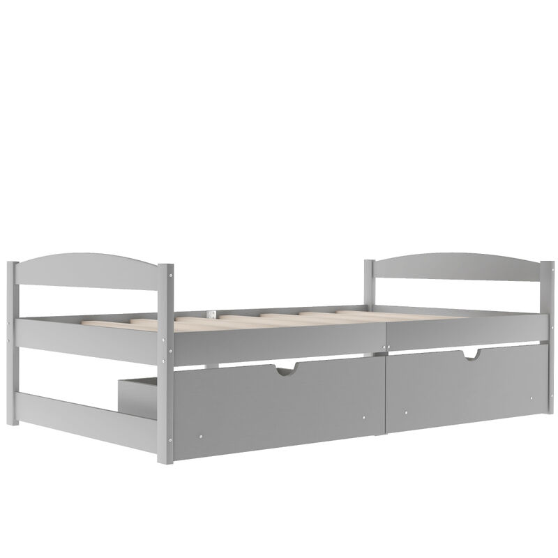 Twin Size Platform Bed, with Two Drawers