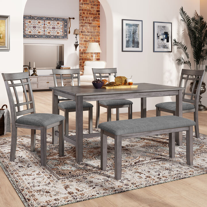 Merax Traditional Rustic 6 Piece Wooden Dining Table set
