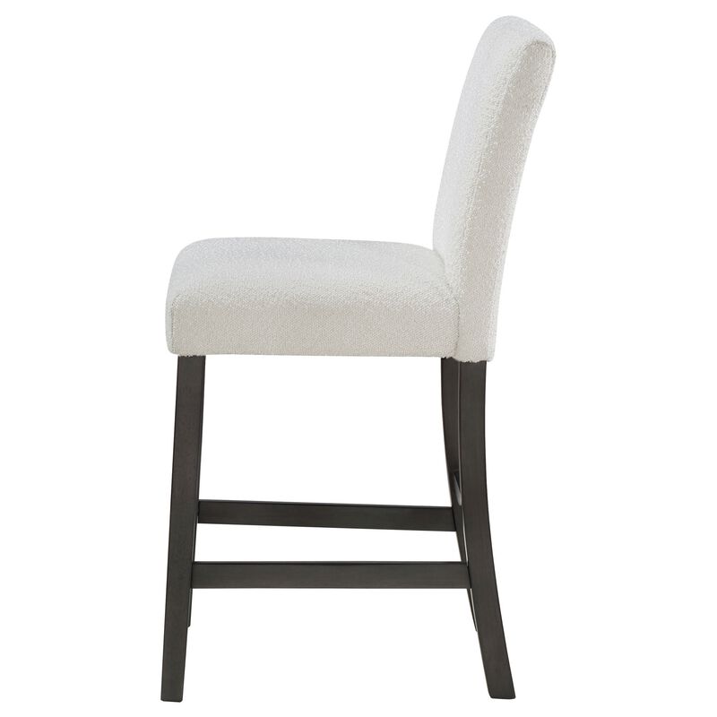 Alora Counter Height Dining Chair Set of 2, White Boucle, Charcoal Gray - Benzara