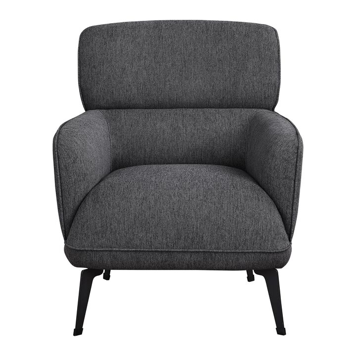 Dup 34 Inch Accent Chair, Cushioned Seat, Rounded Track Arms, Muted Gray - Benzara