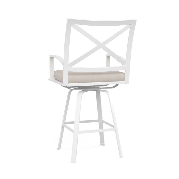 Bristol Swivel Counter Stool in Canvas Flax w/ Self Welt