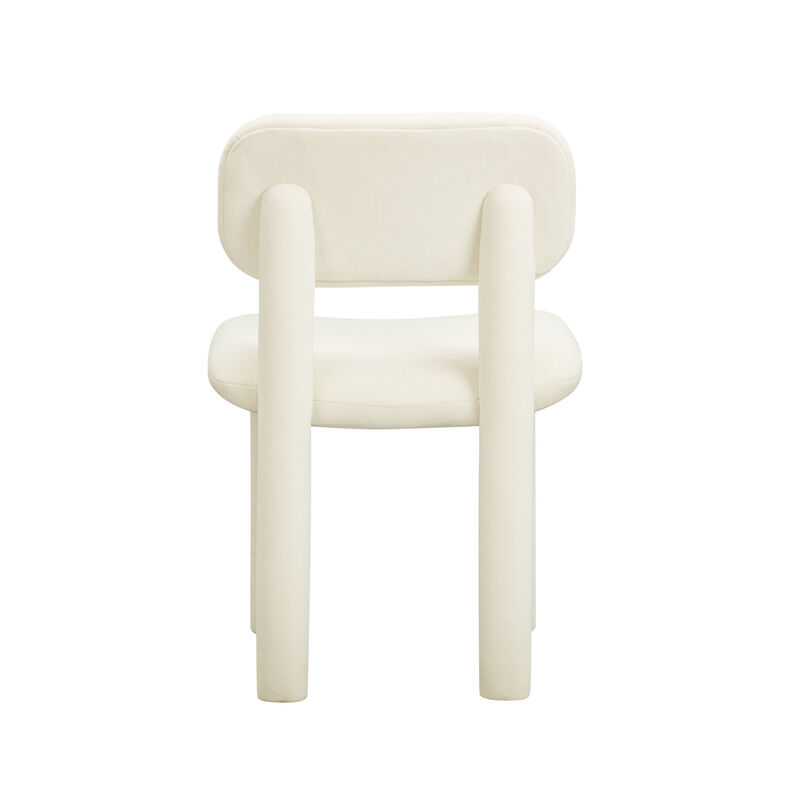 Elise Ivory White Velvet Dining Chair