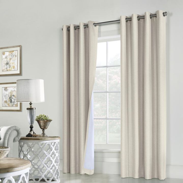 Thermaplus Ventura Blackout Grommet Curtain Panel Pair Frame Your Windows with Subtle Slub Textured Motif Each 78" x 84" Natural