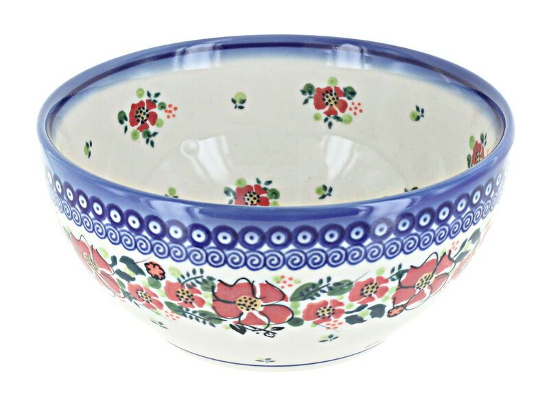 Blue Rose Polish Pottery Morning Medley Cereal/Soup Bowl