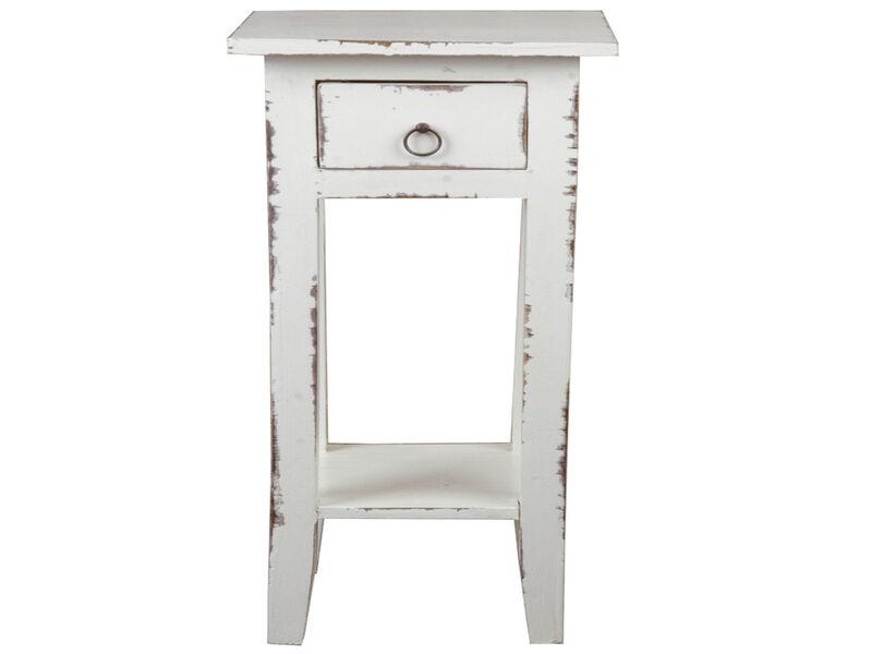 Shabby Chic Cottage 11.8 in. Square Solid Wood End Table with 1 Drawer