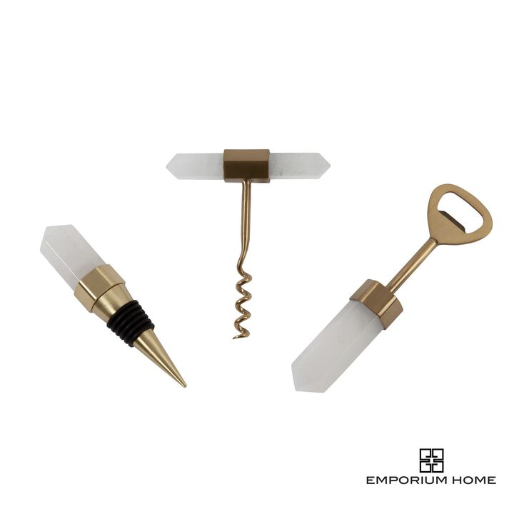 Emporium Home Crystal Corkscrew in Satin Brass