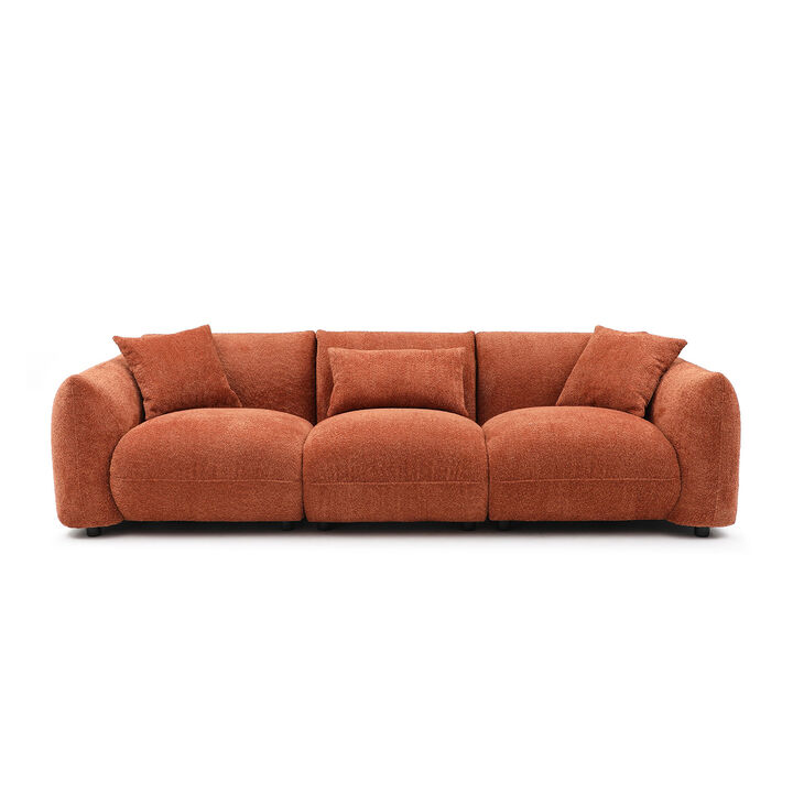 Mid Century Modern Couch 3-Seater Sofa for Livingroom, Orange