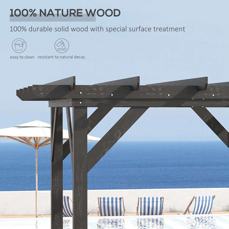 Outdoor 10'x10' Pergola Gazebo, 100% Wood Pergola Suitable for Patio, Deck, Garden, Gazebo, Perfect for BBQs, Parties, Picnics, Black