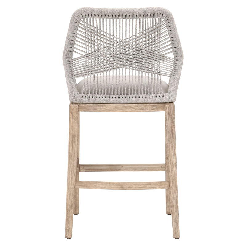 Loom Outdoor Barstool in Taupe & White