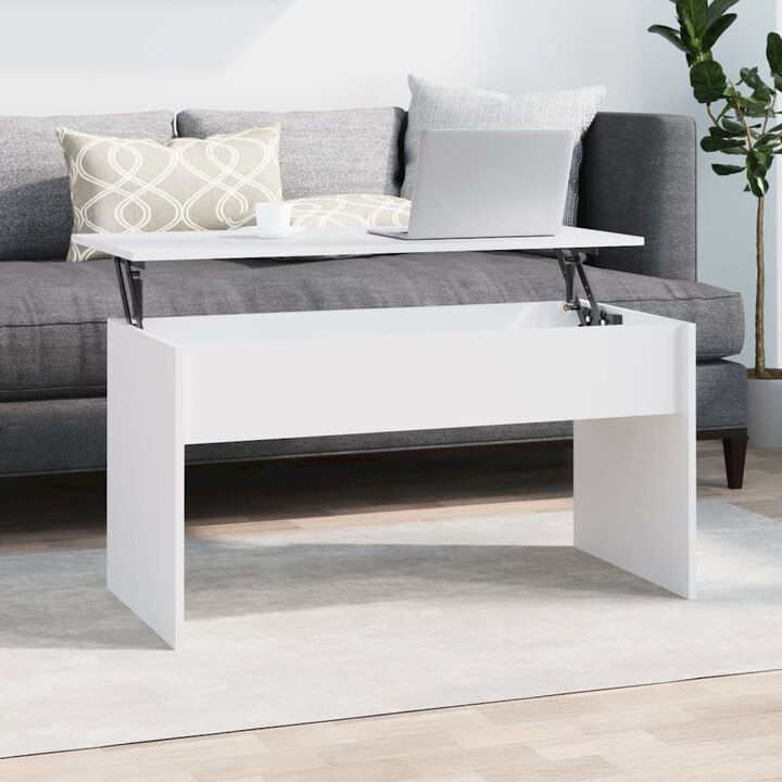 Coffee Table White 40.2"x19.9"x20.7" Engineered Wood