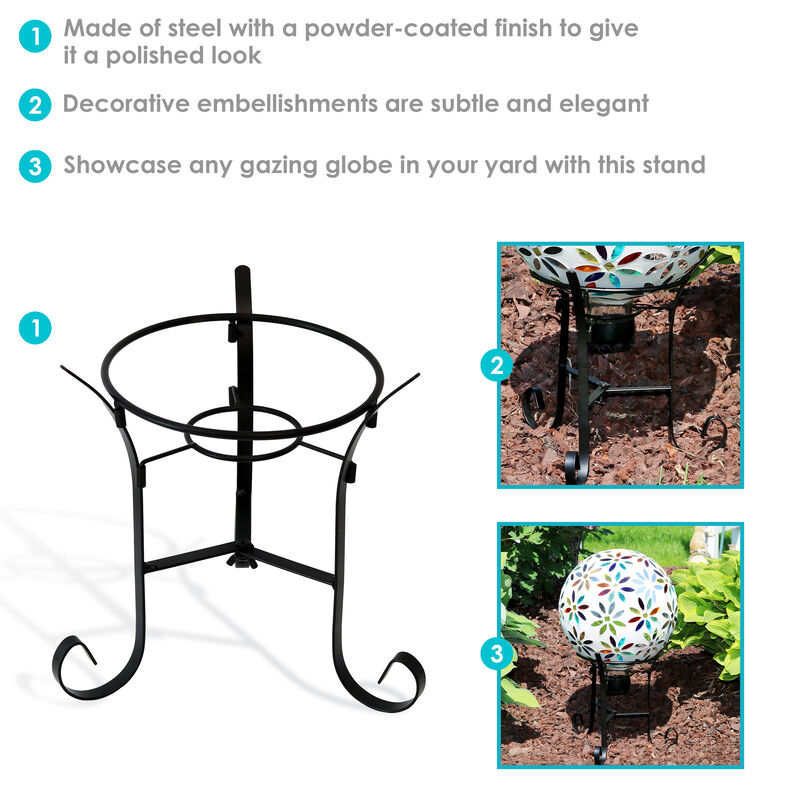 Sunnydaze Traditional Style Steel Outdoor Gazing Globe Stand - Black