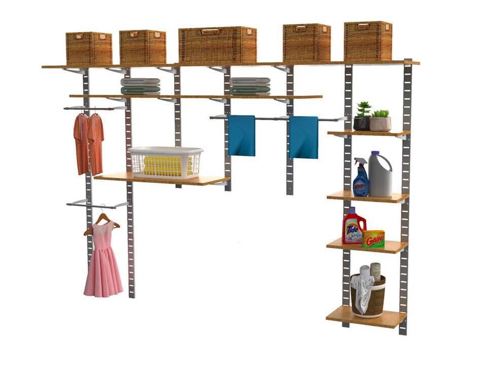 Stirdy Garage / Laundry Room / Pantry Shelving System 91" & 46" High with 10 Shelves 48" Length 20"- 22" Width + Hanging | 6 Sections- Shelves Sold Separately