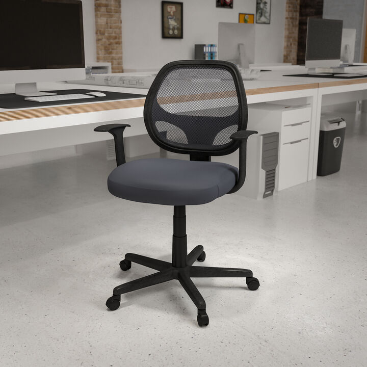 Flash Fundamentals Mid-Back Gray Mesh Swivel Ergonomic Task Office Chair with Arms