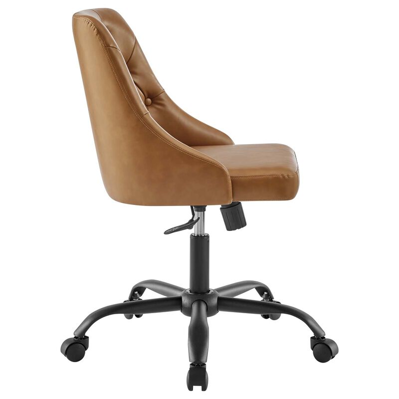 Modway Furniture - Distinct Tufted Swivel Vegan Leather Office Chair Black Gray