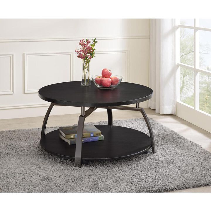 Dacre Round Coffee Table Dark Grey and Black Nickel