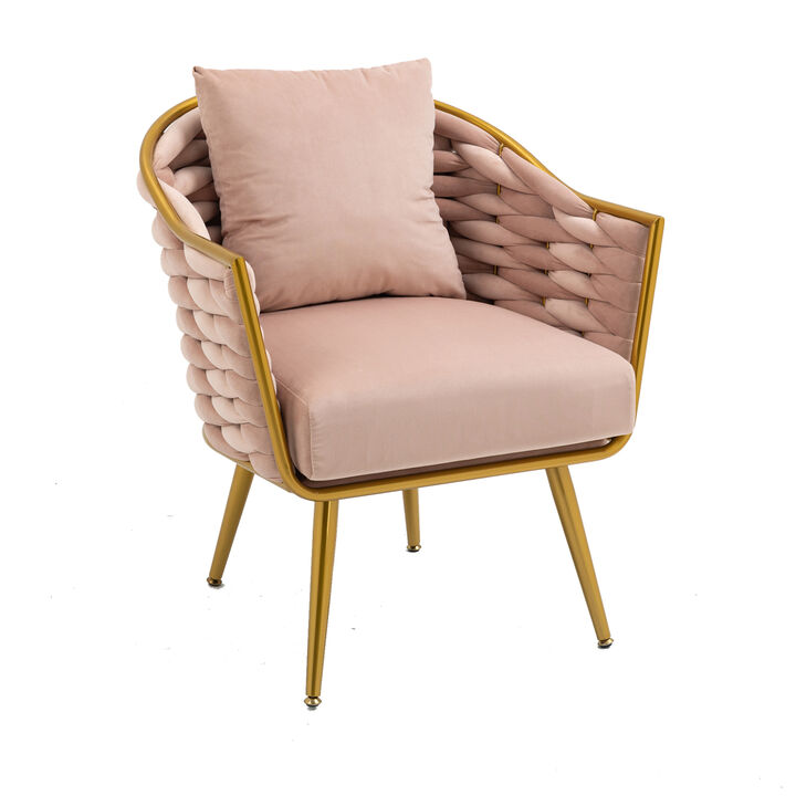 Velvet Accent Chair Modern Upholstered Armchair Tufted Chair with Metal Frame, Single Leisure Chairs for Living Room Bedroom Office Balcony