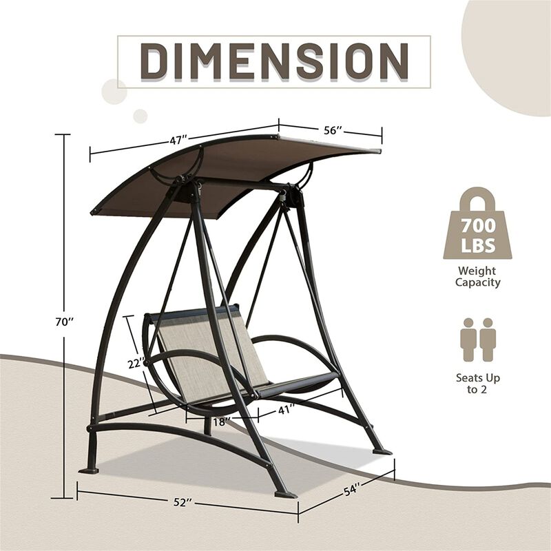 MONDAWE Patio Swing Chair with Adjustable Canopy and Durable Steel Frame Porch Swing Glider for Garden Deck Backyard