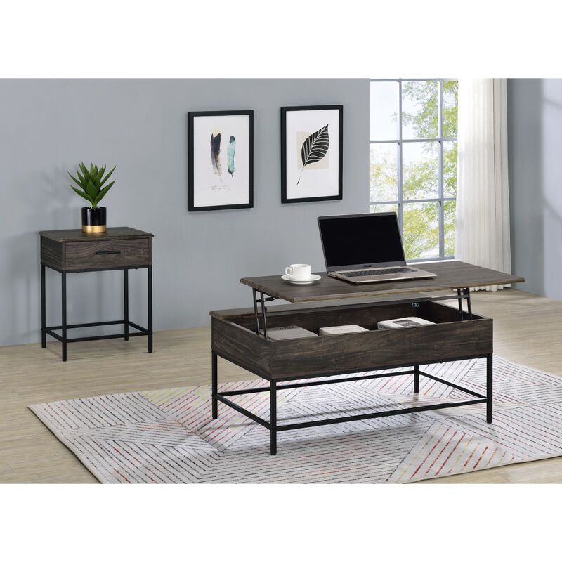 Cliff 2 Piece Brown MDF Lift Top Coffee and End Table Set