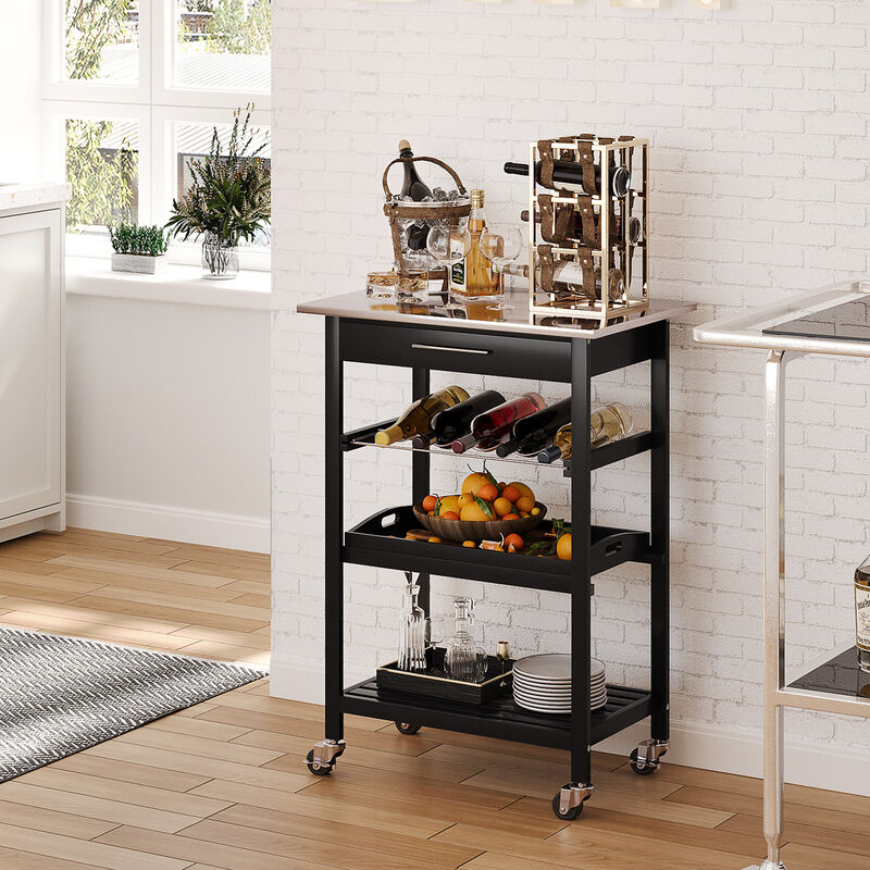 Room Essential Portable Stainless Steel Top Kitchen Cart w/ Storage Drawer