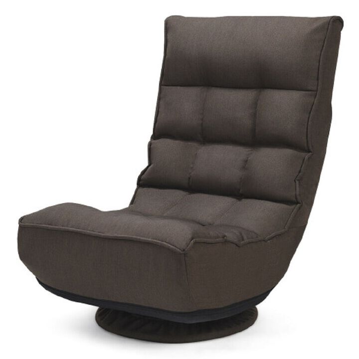 4-Position Adjustable 360 Degree Swivel Folding Floor Sofa Chair for Home