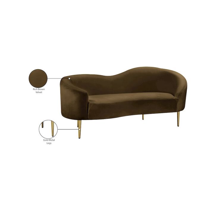 Meridian Furniture Ritz Brown Velvet Loveseat