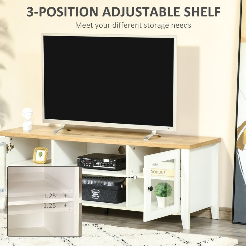 White Living Room Center: Modern TV Stand with Storage for 60" Screens