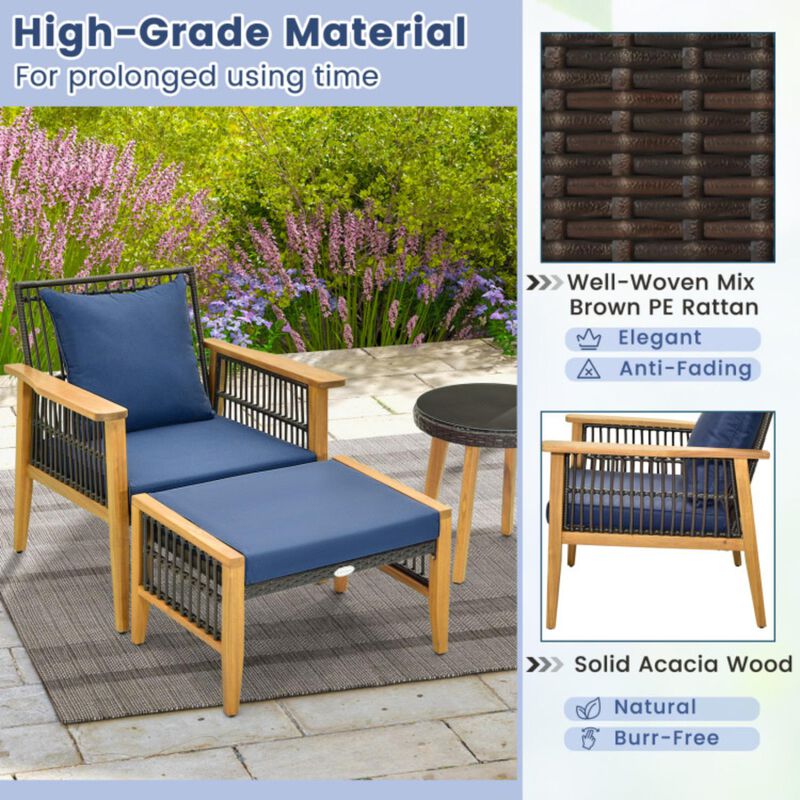 Hivvago 5 Piece Patio Furniture Set with Coffee Table and 2 Ottomans