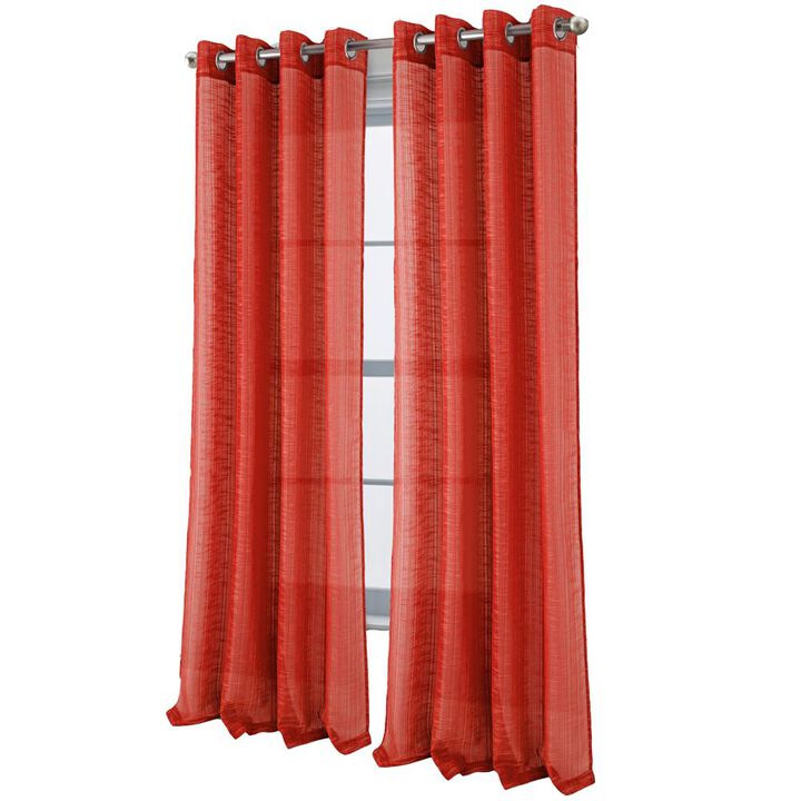 RT Designers Collection Dexter Linen Texture Grommet Sheer Light Filtering Window Curtain Panel 54" x 90" Red