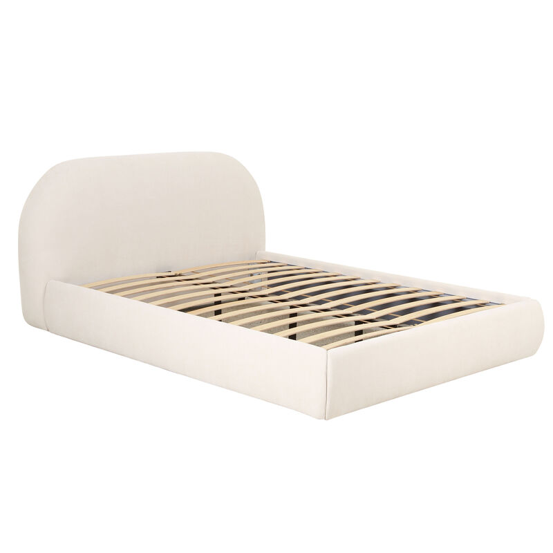 Bara Cream Textured Velvet Bed