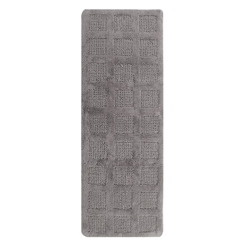 Knightsbridge Square Honeycomb 100% Cotton Reversible Bath Rug 22 X 60 Silver