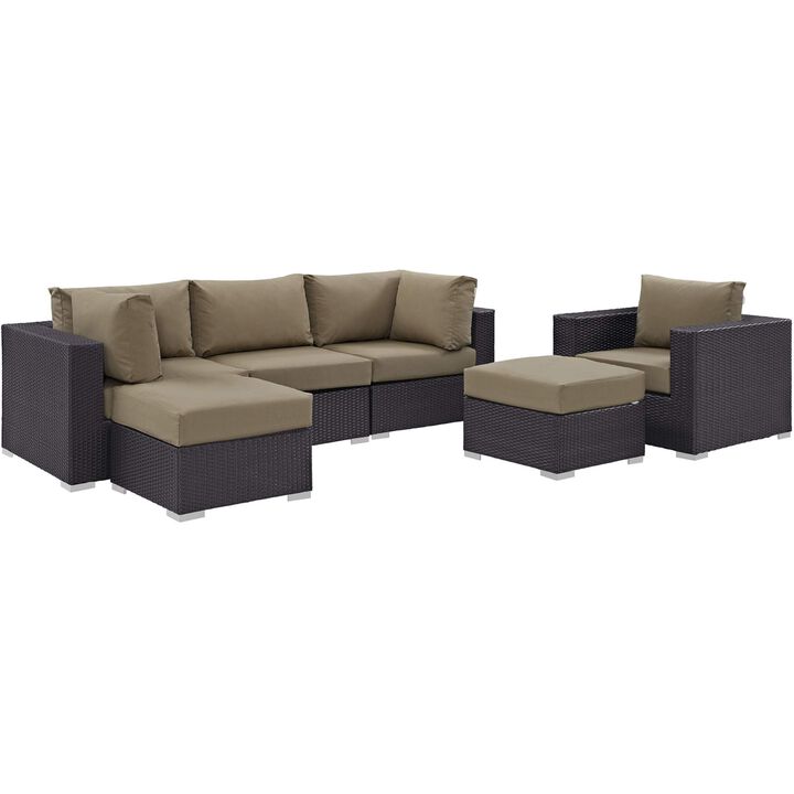 Convene Outdoor Sectional Set - Durable Rattan & Aluminum Frame - Weather-Resistant Cushions - Patio Sofa Set with Armchair, Armless, Corner Sections & Ottomans