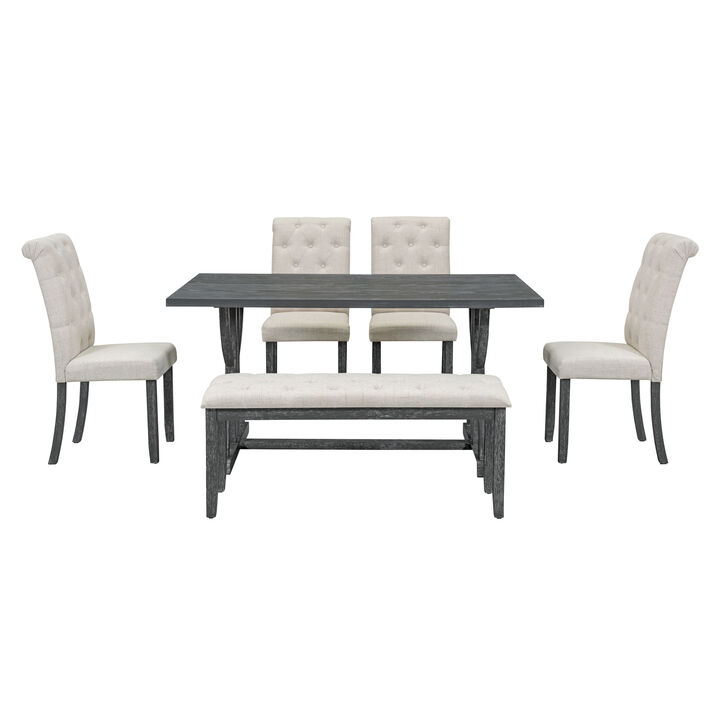 Merax 6-Piece Retro Rectangular Dining Table Set