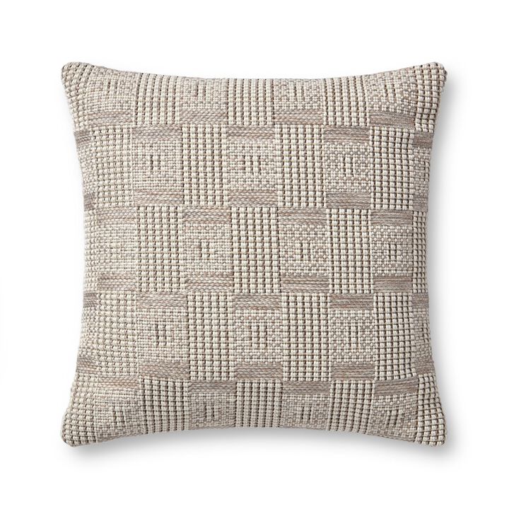 Marisole PAL0044 Taupe/Natural 22''x22'' Polyester Pillow by Amber Lewis x Loloi, Set of Two