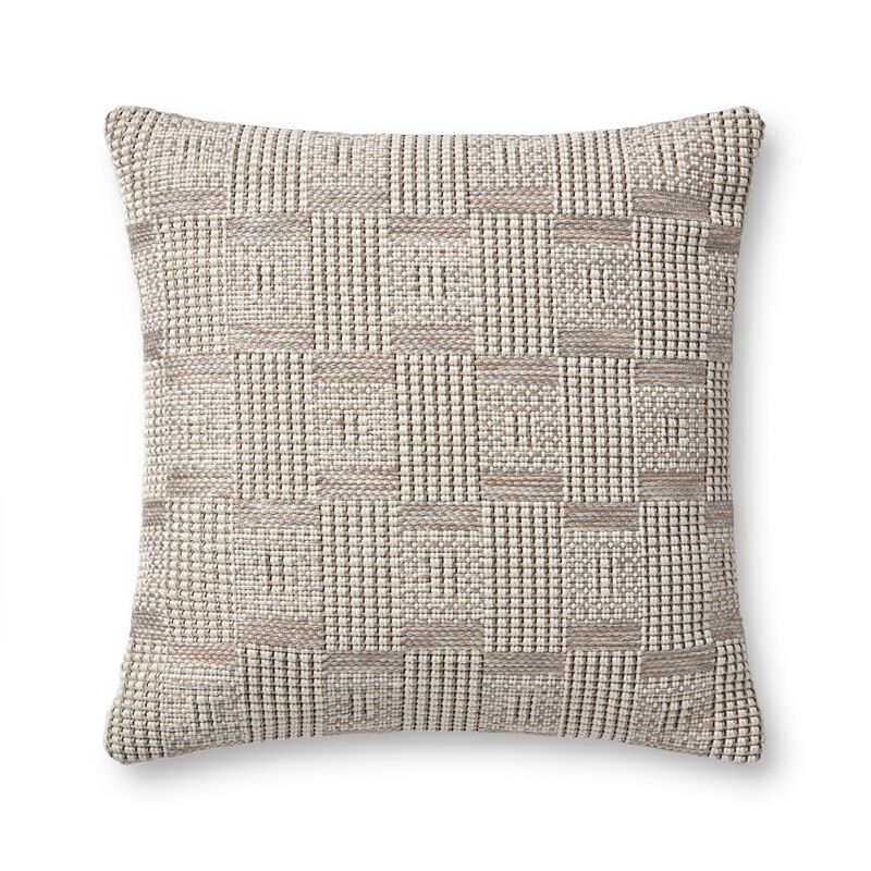 Marisole PAL0044 Taupe/Natural 22''x22'' Polyester Pillow by Amber Lewis x Loloi, Set of Two