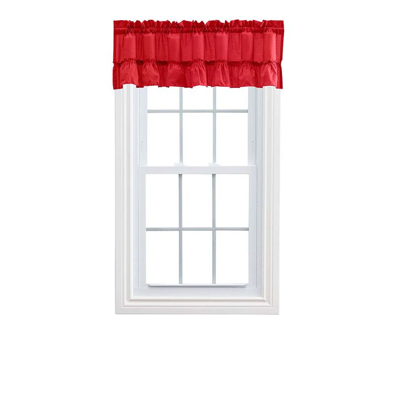 Ellis Stacey 1.5" Rod Pocket High Quality Fabric Solid Color Window Ruffled Filler Valance 54"x13" Red