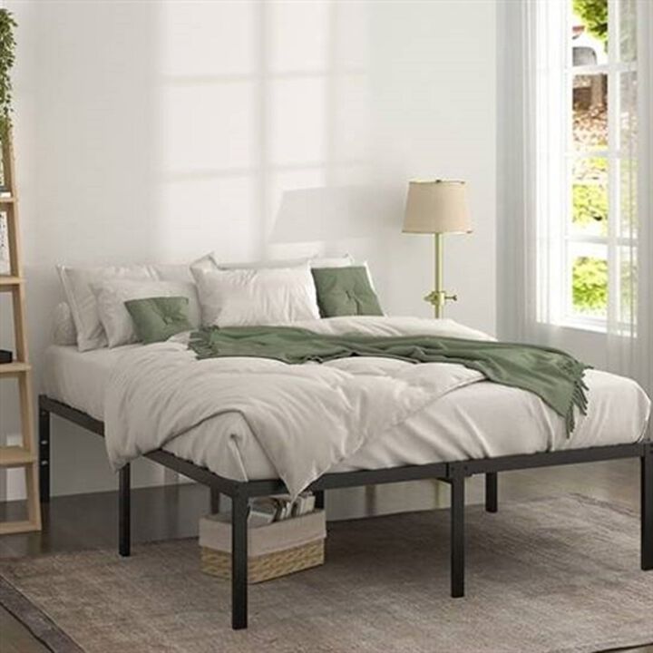 Tall Metal Platform Bed – Under-Bed Storage Space with Reinforced Support Slats