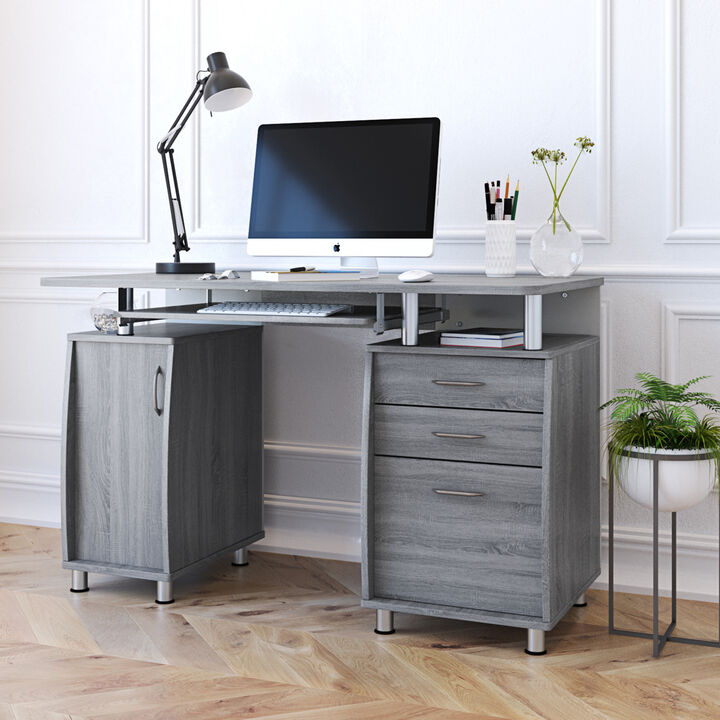 Complete Workstation Computer Desk with Storage, Grey