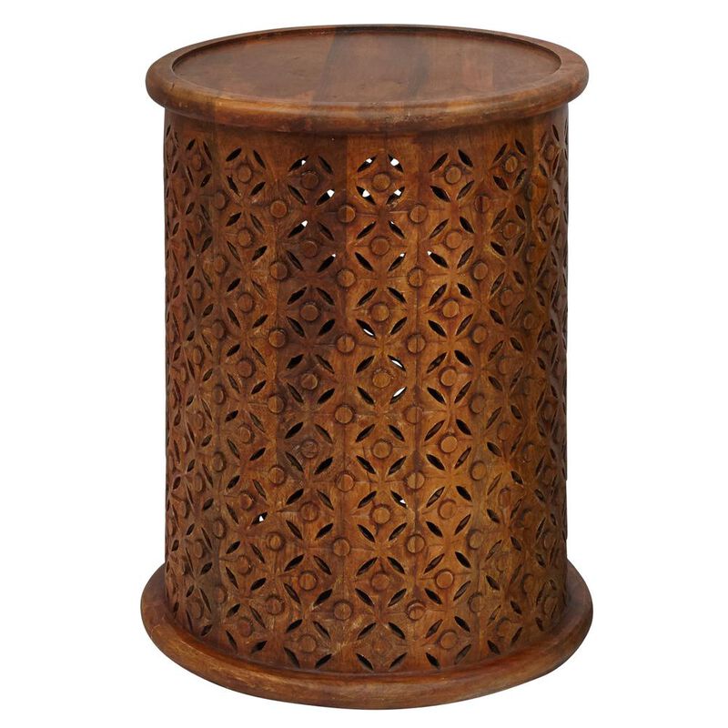 Jofran Distressed Hardwood Global Drum End Table