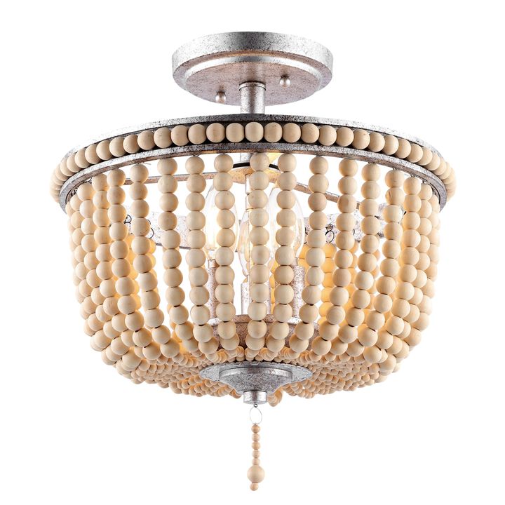 Allie Wood Beaded/Metal LED Flush Mount