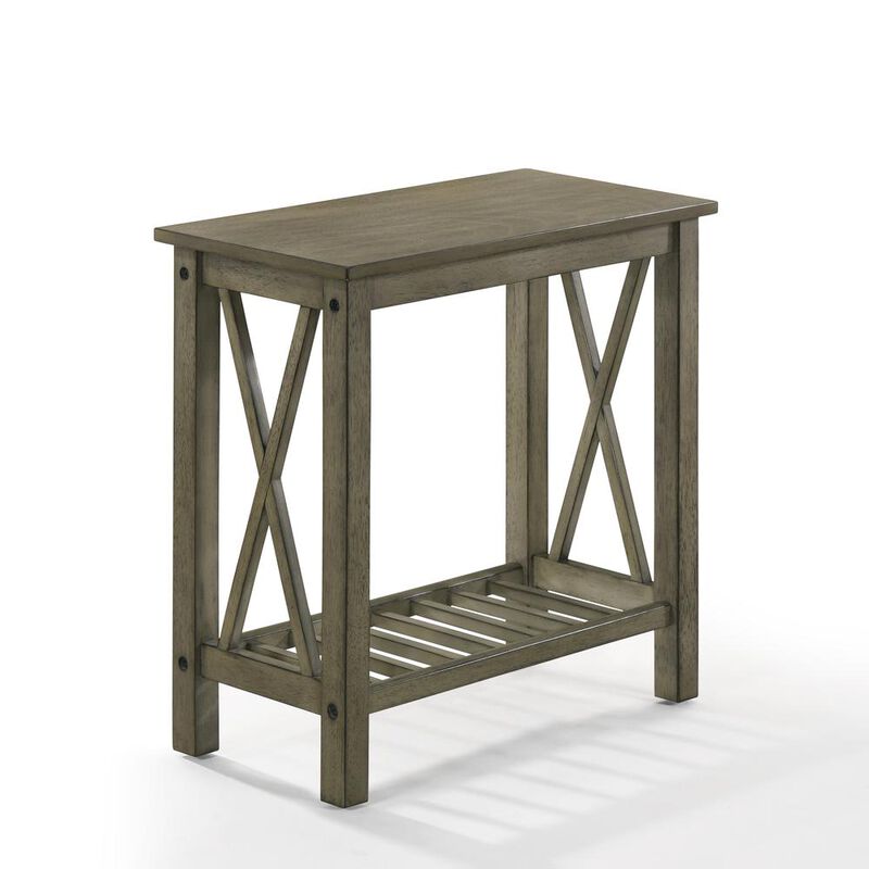 New Classic Furniture Furniture Eden 1-Shelf Contemporary Solid Wood End Table in Gray