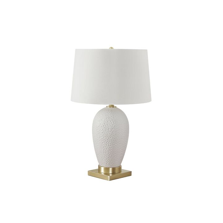 Monarch Specialties I 9610 - Lighting, 26"H, Table Lamp, White Ceramic, Ivory / Cream Shade, Transitional