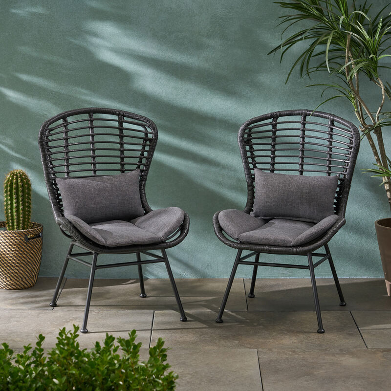 Merax 2 Pieces Outdoor Rattan Patio Chairs Set