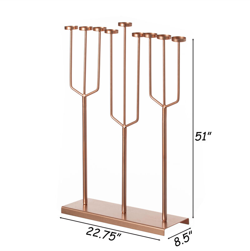 Modern Design Small Hanukkah Menorah Exceptional presentational piece, 9 Branch Tea Light Candle Holders, Gold