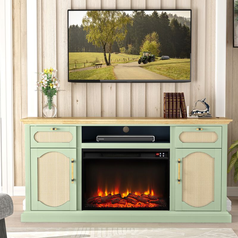 FESTIVO Rustic TV Stand with Fireplace for up to 65" TVs