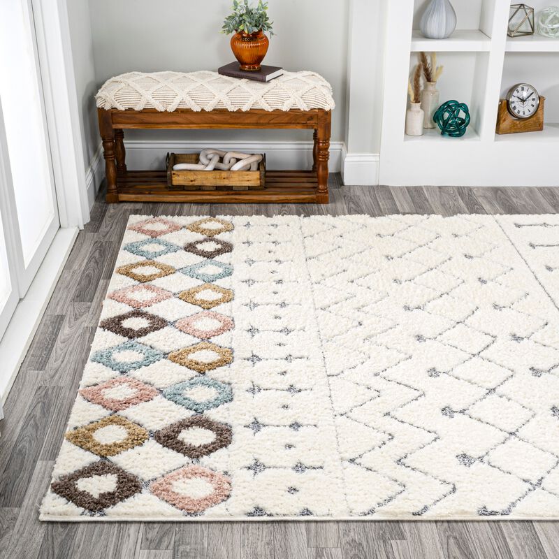 Pia Moroccan Trellis Plush Carved Area Rug