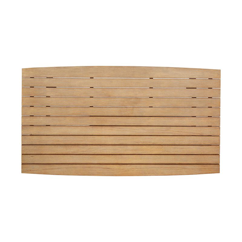 Ann 51 Inch Outdoor Patio Coffee Table, Natural Eucalyptus Wood, Slatted - Benzara